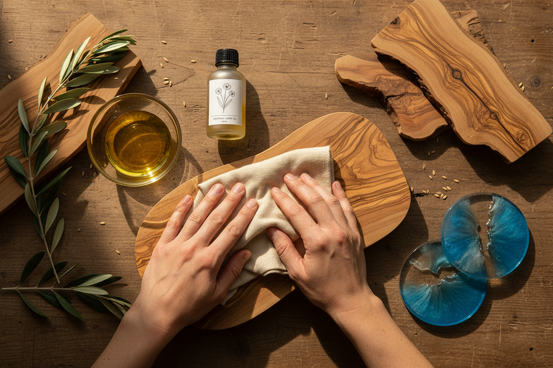 Entretien d'un plateau en bois artisanal à l'huile naturelle – ANDEA Créations Corses