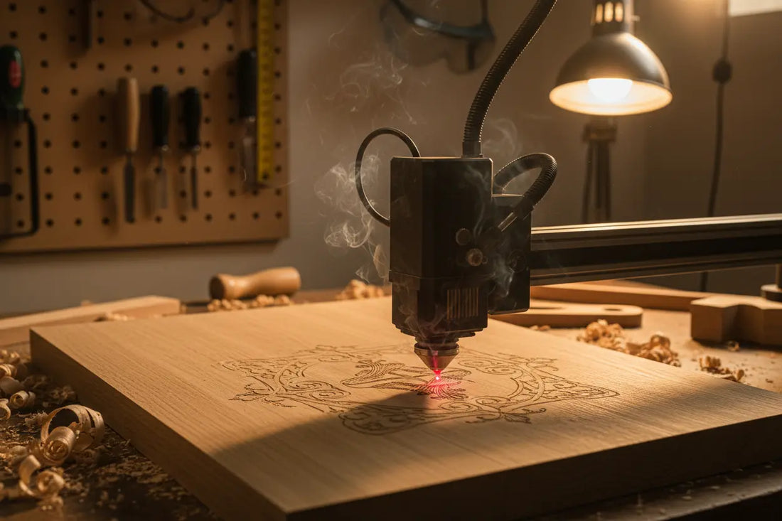 Gravure laser sur bois artisanal en atelier corse – ANDEA Créations Corses