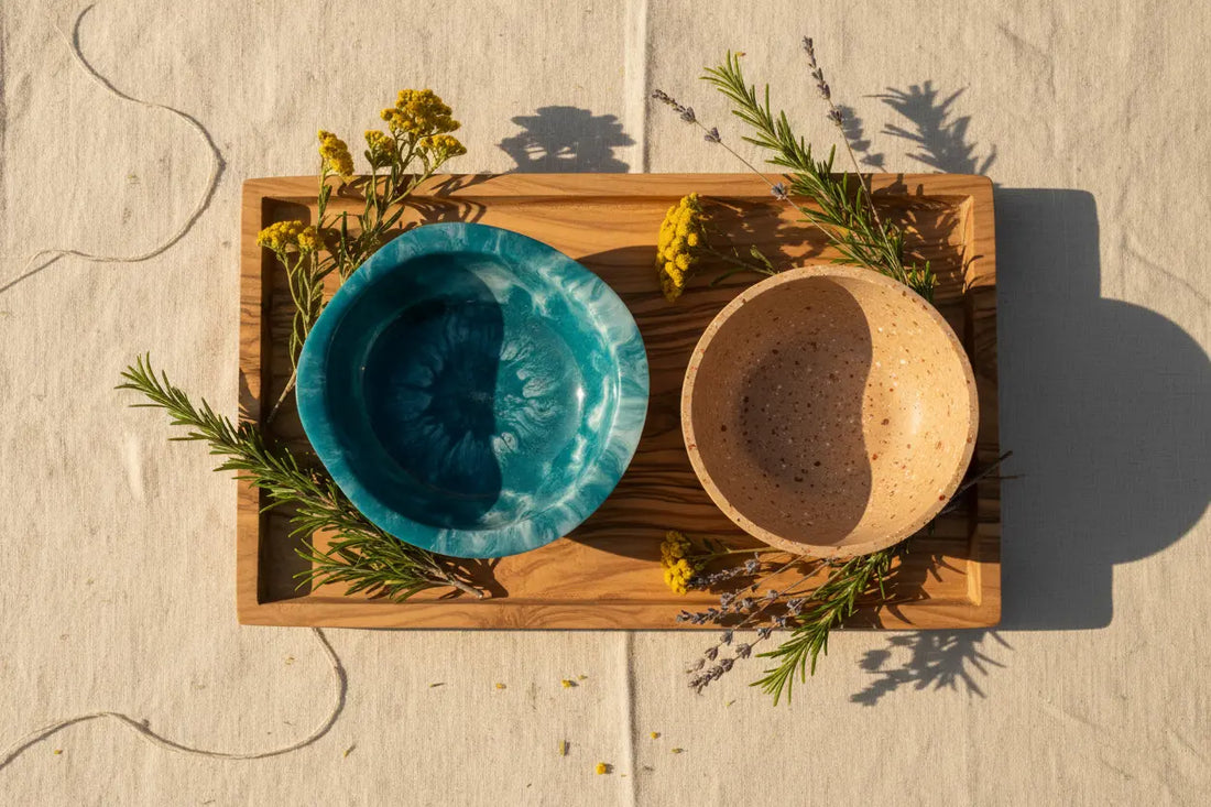 Objets décoratifs artisanaux made in Corse en bois résine et jesmonite – ANDEA Créations Corses