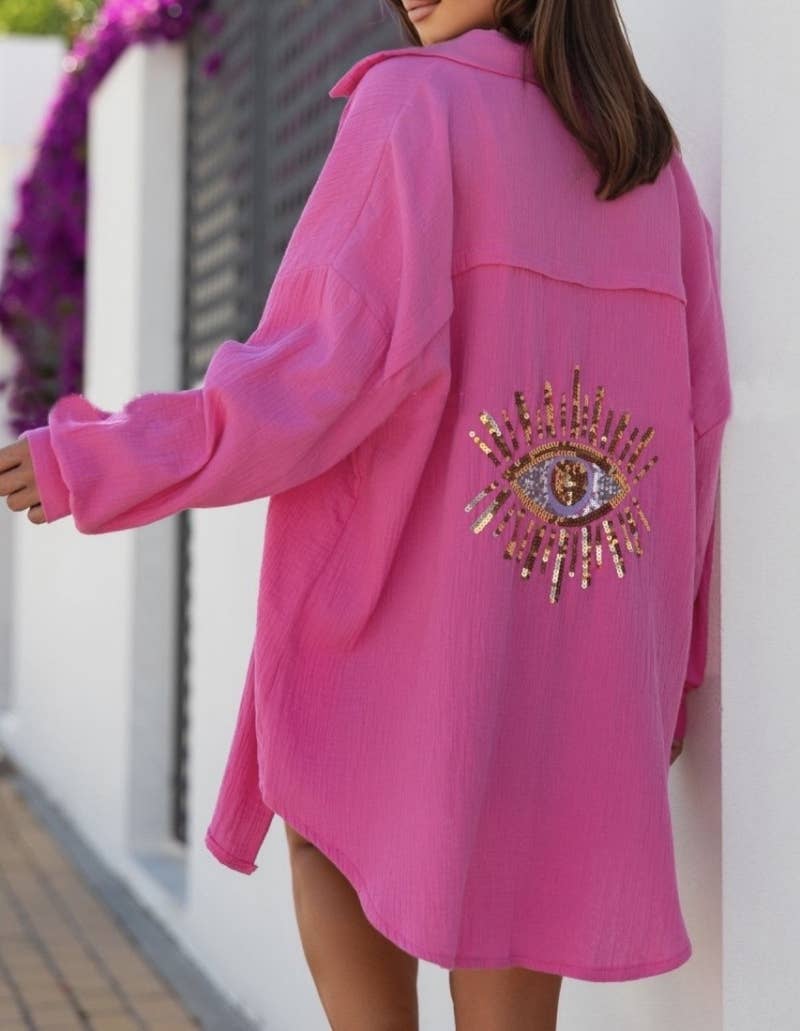 Chemise gaze de coton avec motif oeil - 6622
