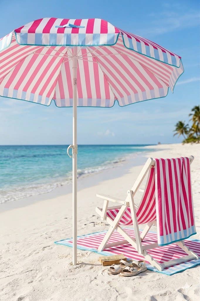 EZPELETA Parasol à rayures pour la plage ou le jardin.