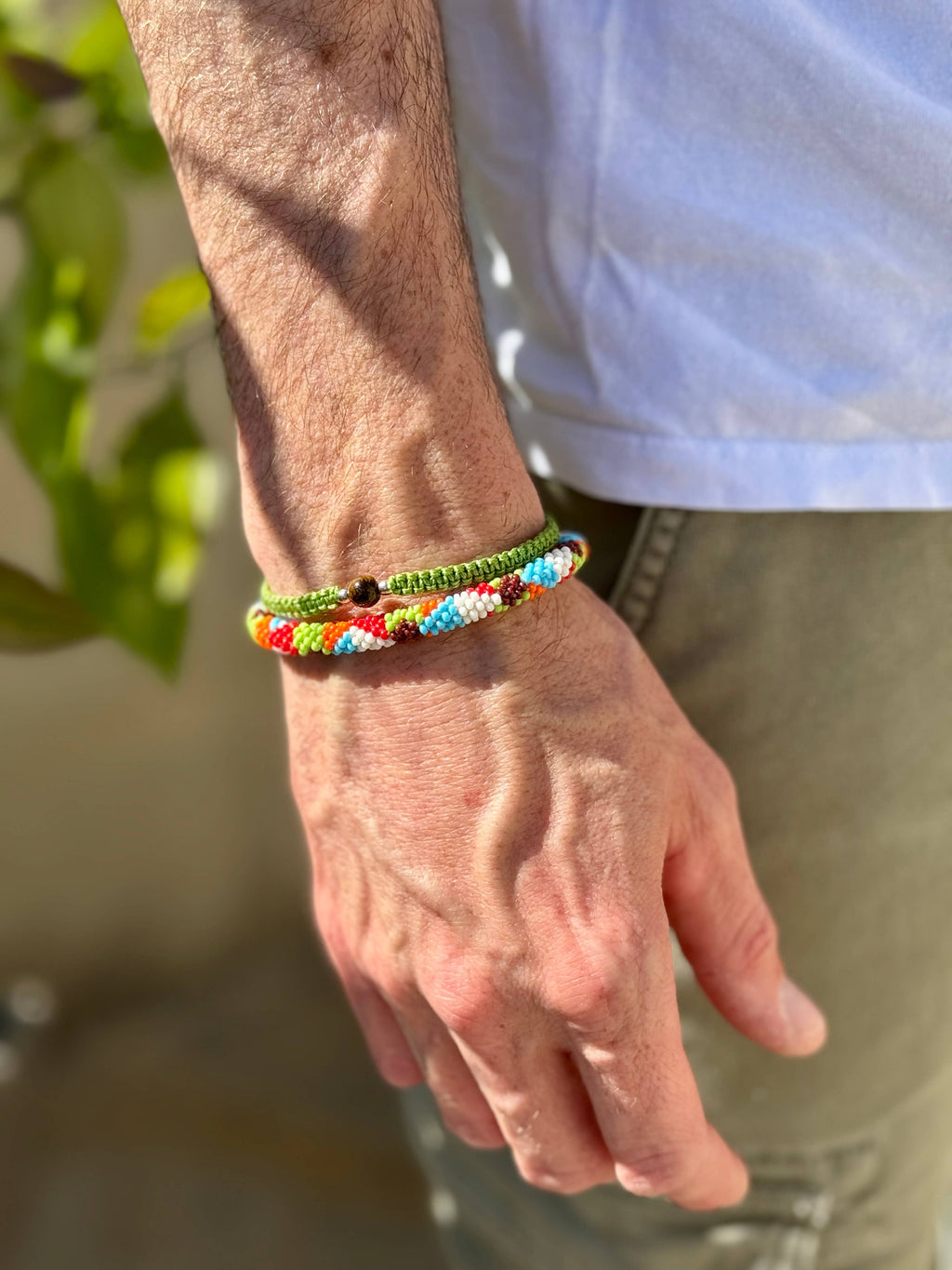 Bracelet tissé façon macramé HOMME - Green 02