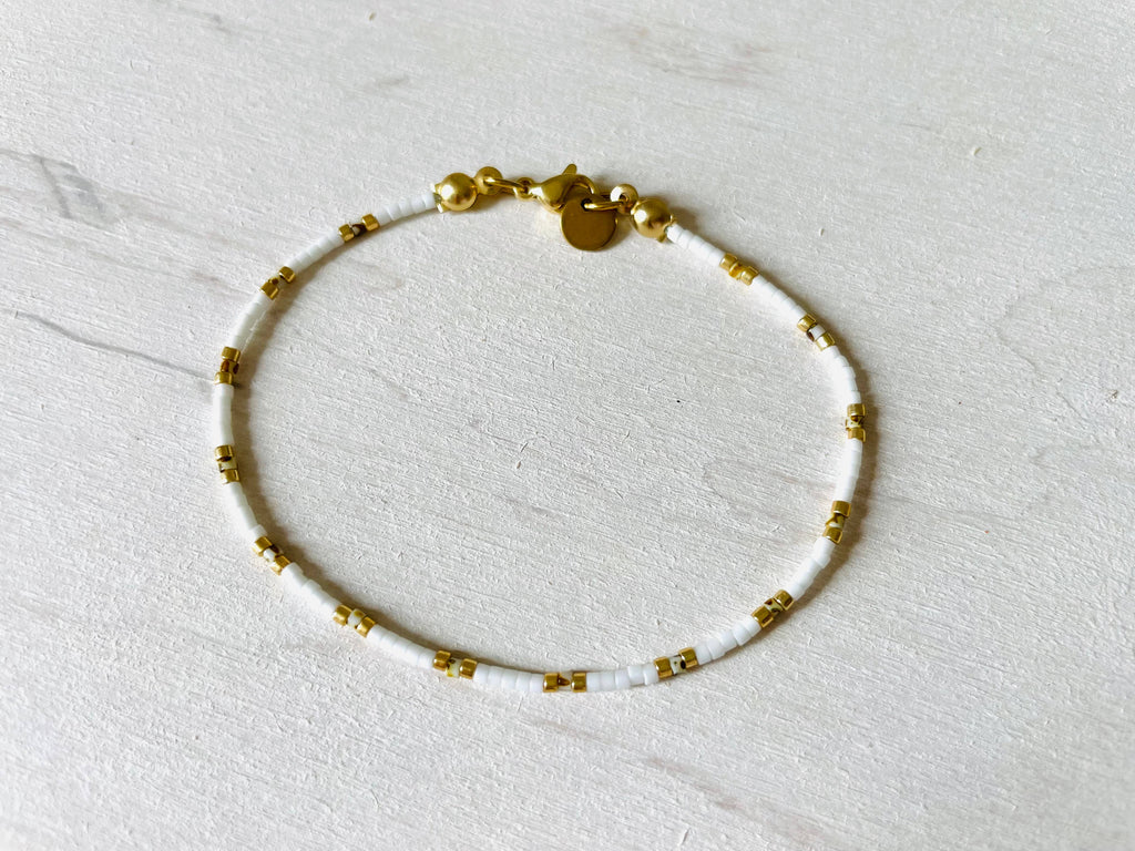 Bracelets acier inoxydable femme, bracelets perles N002