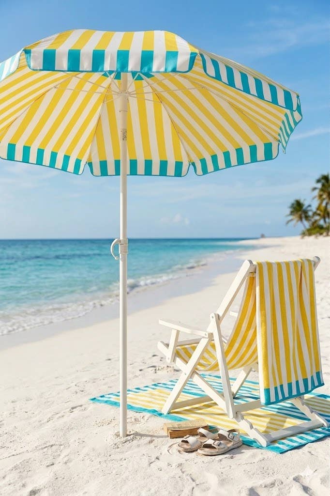 EZPELETA Parasol à rayures pour la plage ou le jardin.