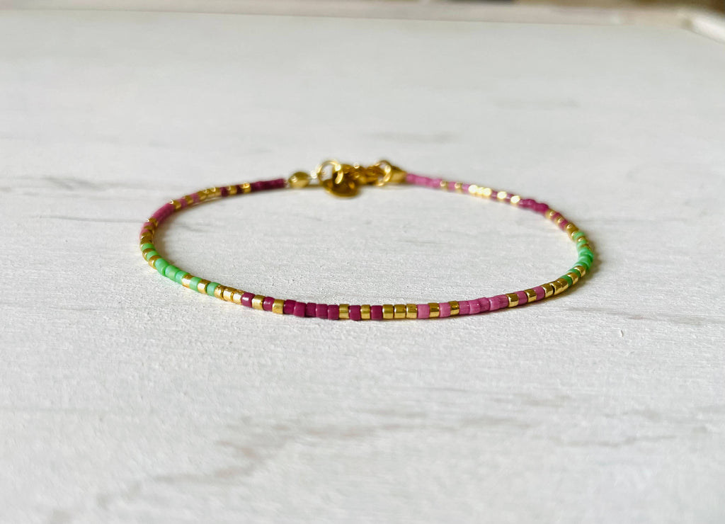 Bracelets acier inoxydable femme, bracelets perles N001