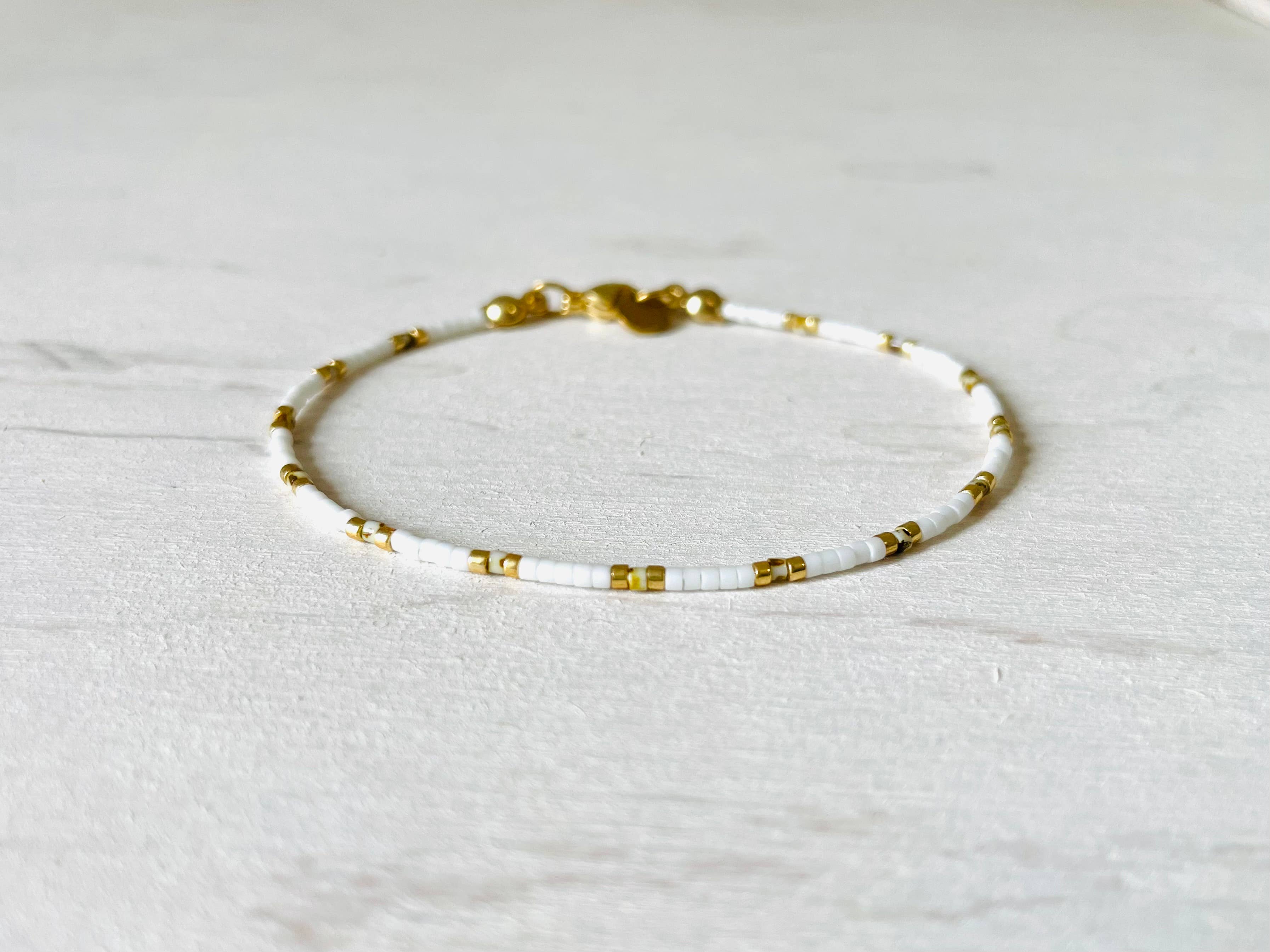Bracelets acier inoxydable femme, bracelets perles N002