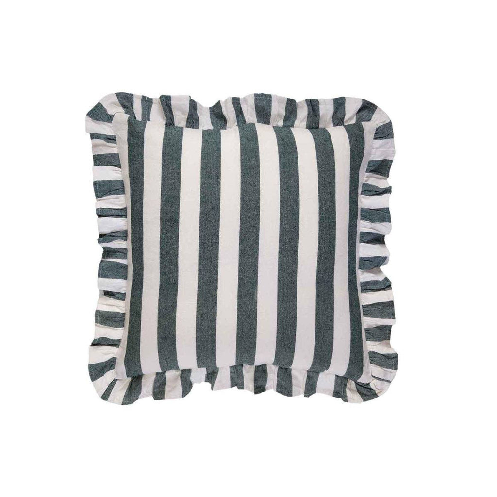 Coussin carré Elvira à rayures bleues