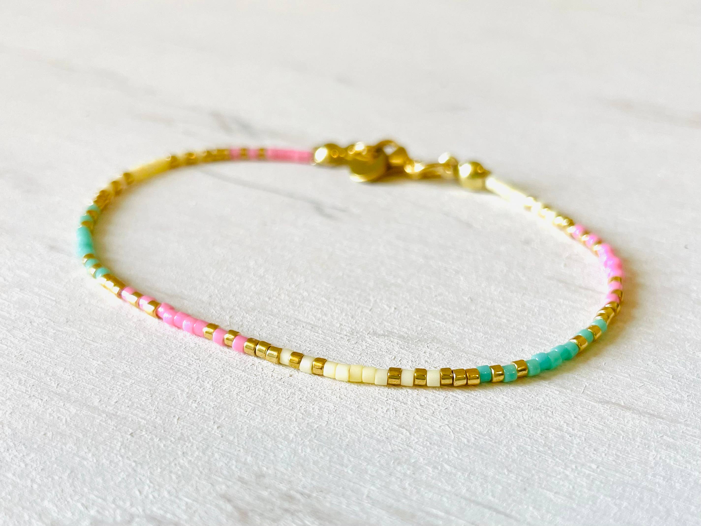 Bracelets acier inoxydable femme, bracelets perles N015