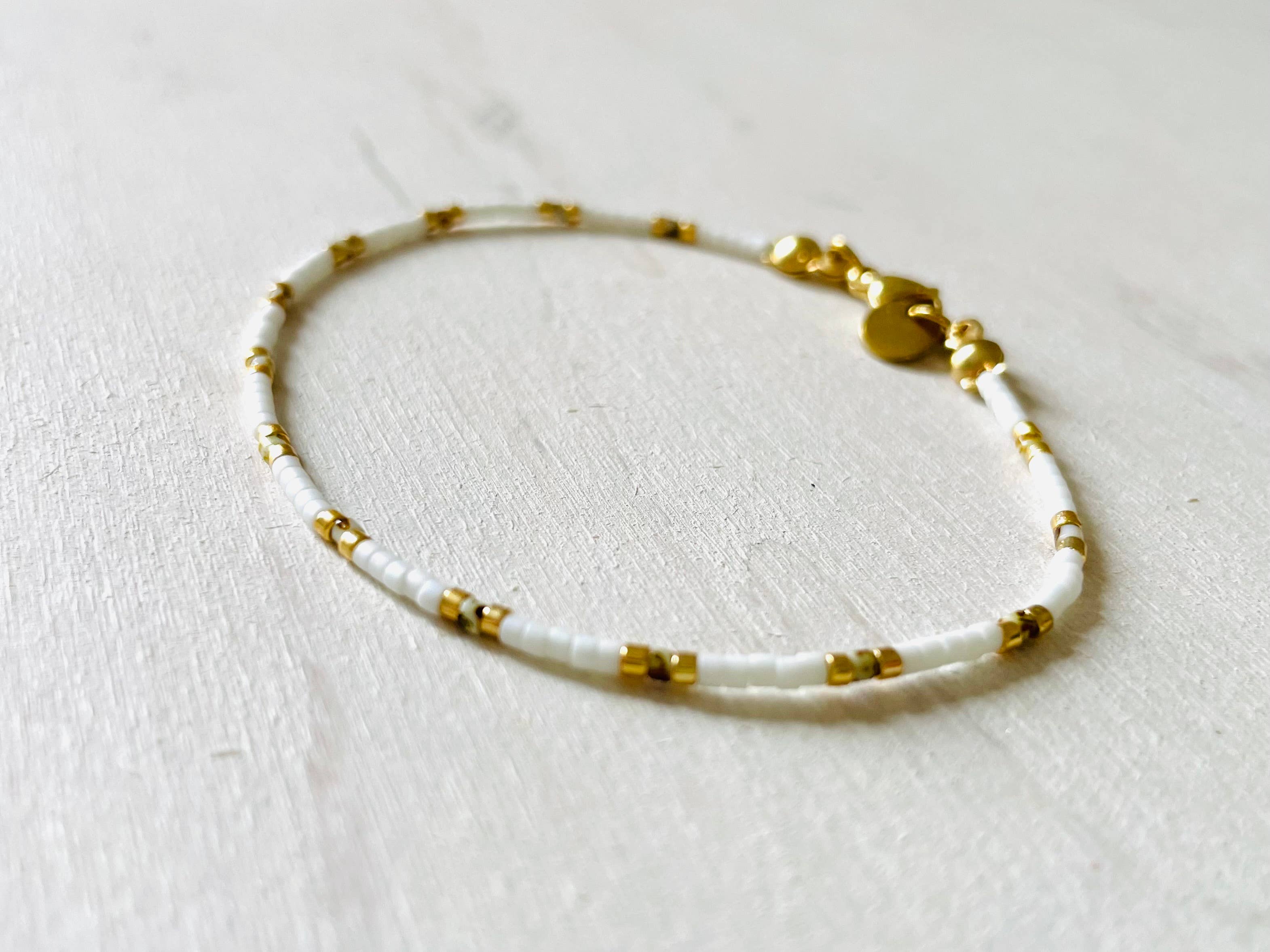 Bracelets acier inoxydable femme, bracelets perles N002