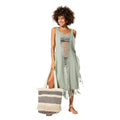 ROBE PLAGE COTON ÉTÉ MI-LONGUE SANS MANCHES