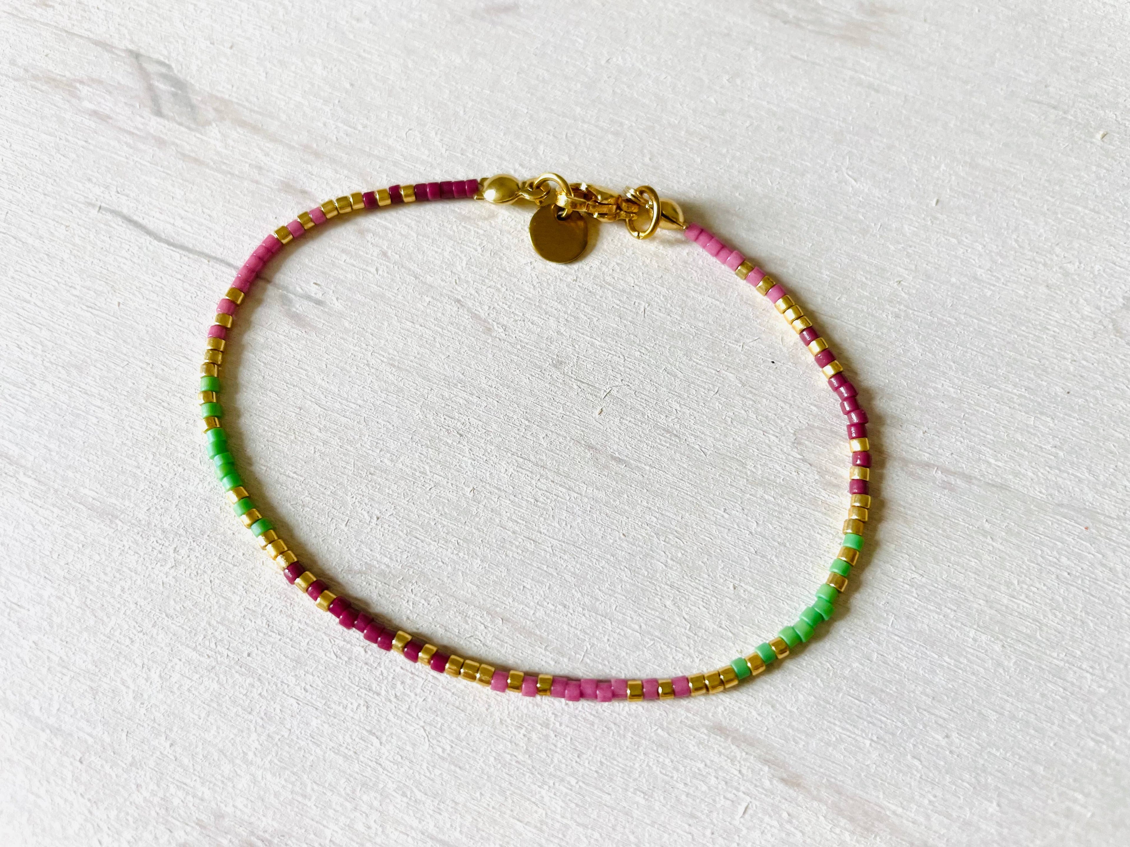 Bracelets acier inoxydable femme, bracelets perles N001