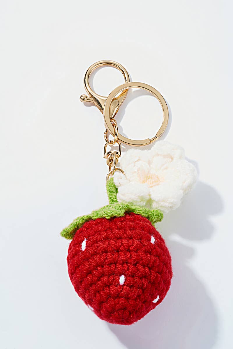 Grigri de sac et porte-clé Fraise en crochet PC006HZ