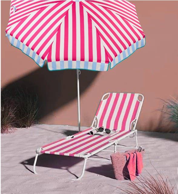EZPELETA Parasol à rayures pour la plage ou le jardin.