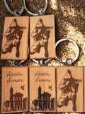 Porte-clés en bois gravé - Motifs Corses