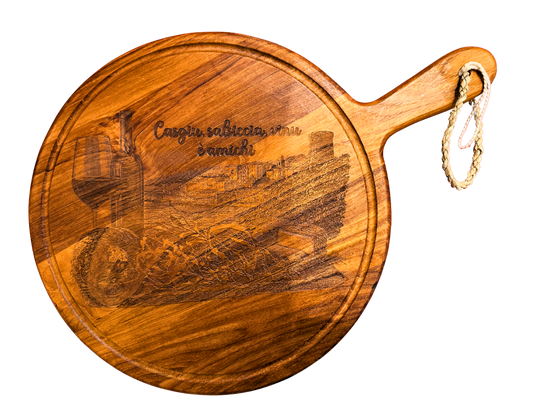 Planche apéritive en teck gravée personnalisée – Ø 32 cm - ANDEA