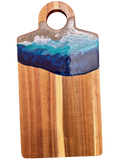 Planche de présentation en bois & résine effet mer