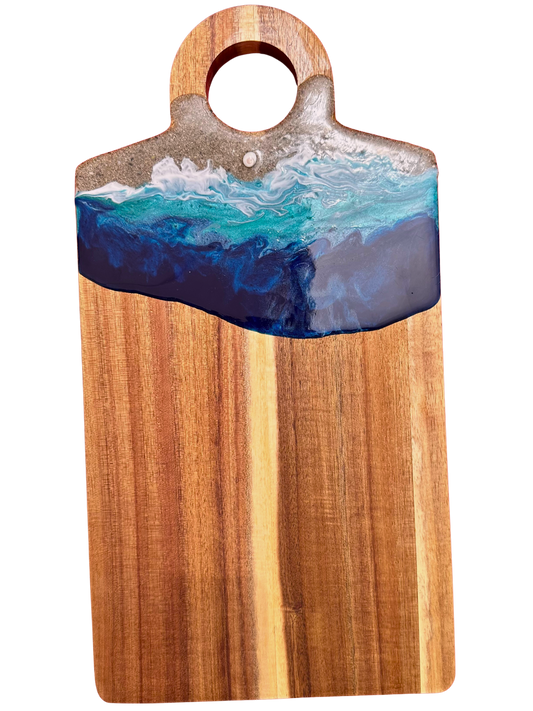 Planche de présentation en bois & résine effet mer - ANDEA