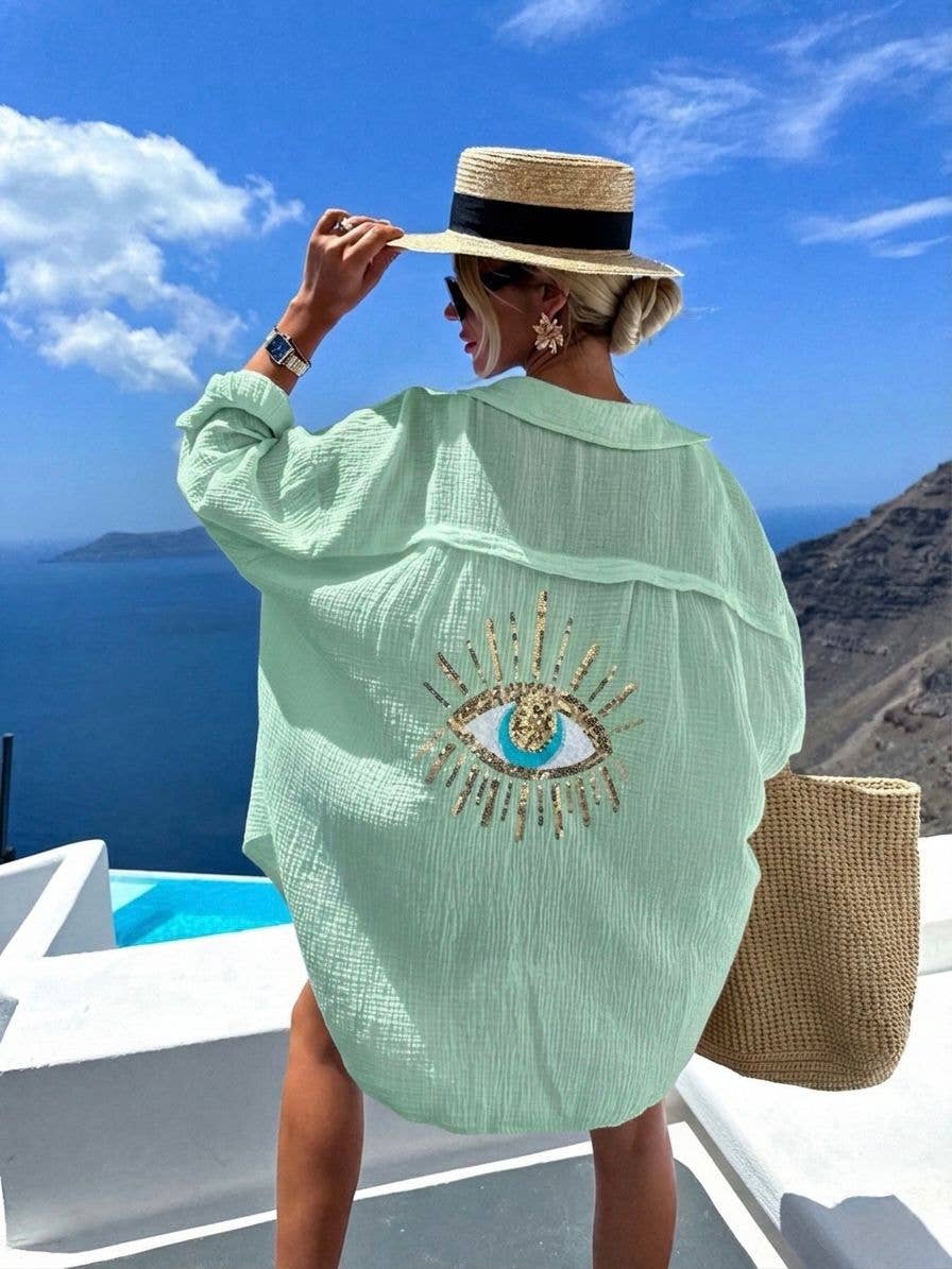 Chemise gaze de coton avec motif oeil - 6622