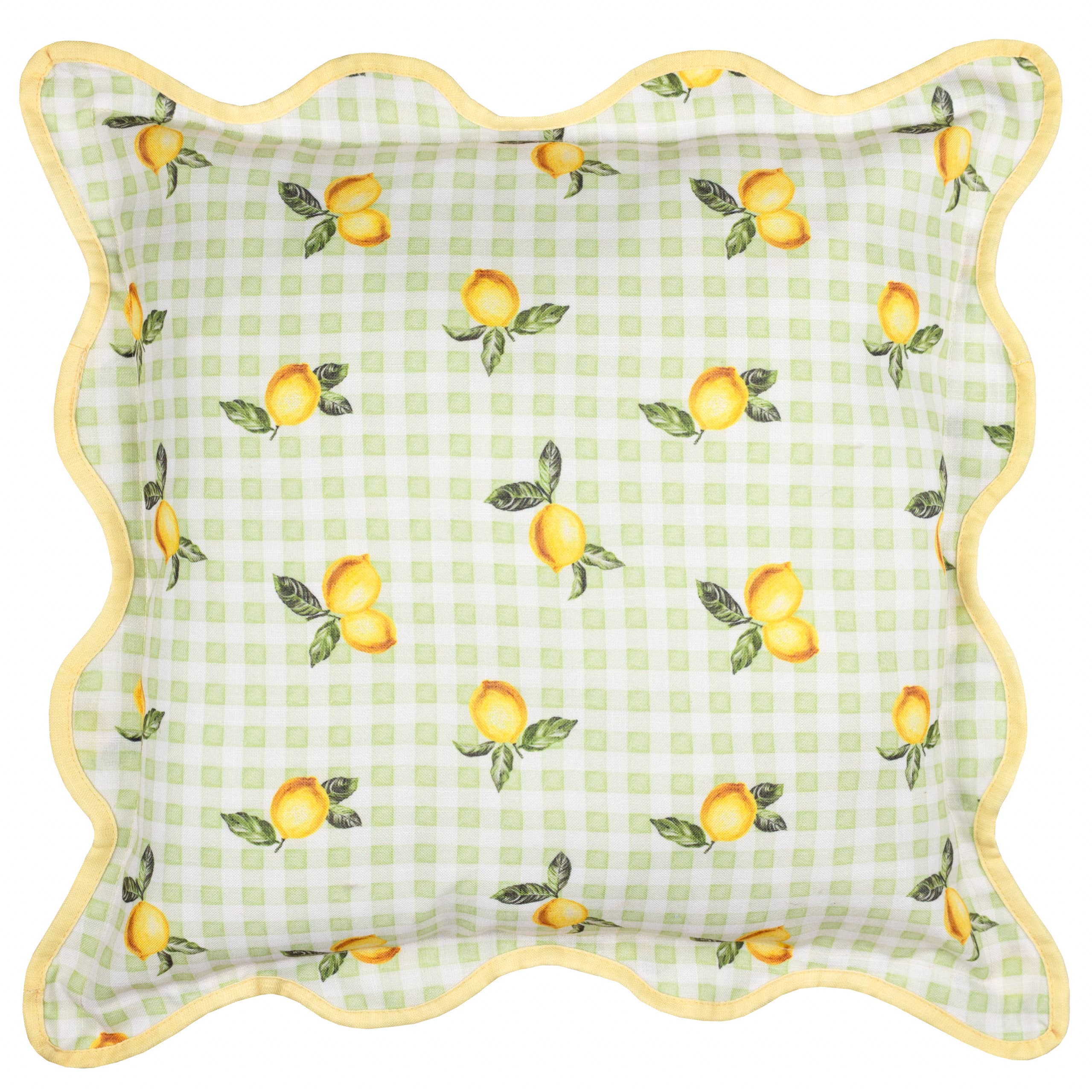 Coussin d'extérieur à carreaux vichy citron sauge