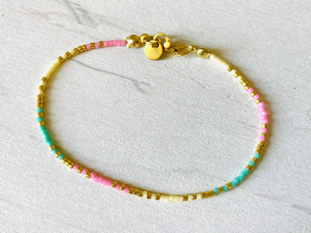Bracelets acier inoxydable femme, bracelets perles N015