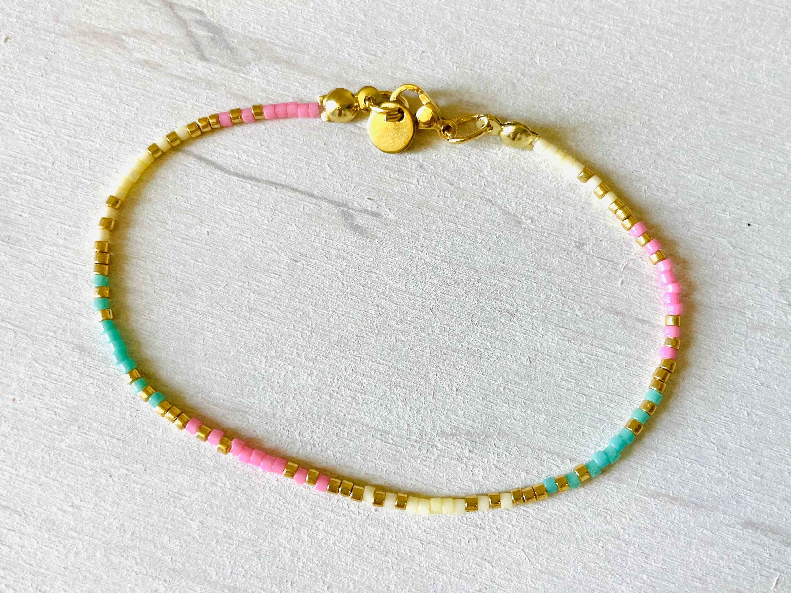 Bracelets acier inoxydable femme, bracelets perles N015