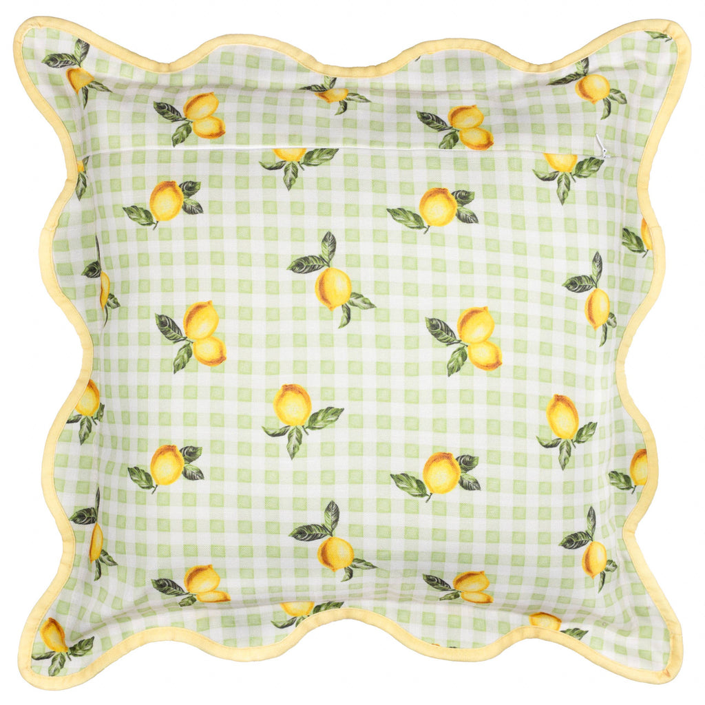Coussin d'extérieur à carreaux vichy citron sauge