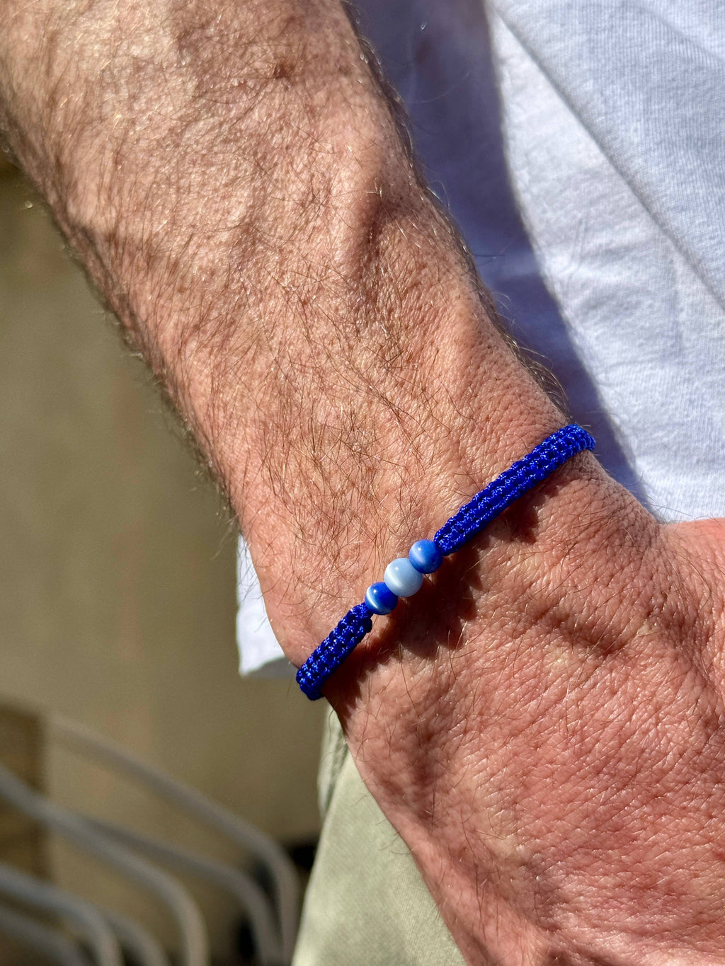 Bracelet tissé façon macramé HOMME - BLEU 04
