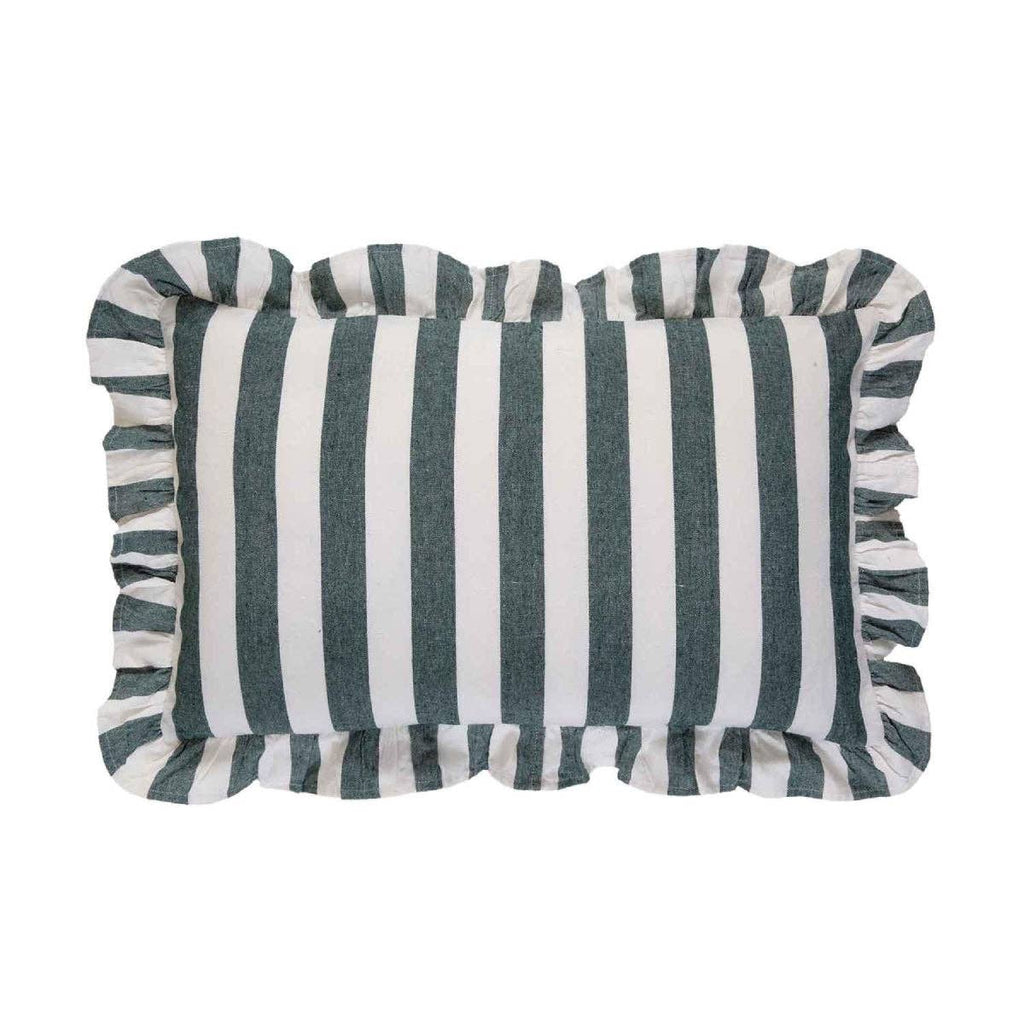Coussin en coton Elvira à rayures bleues