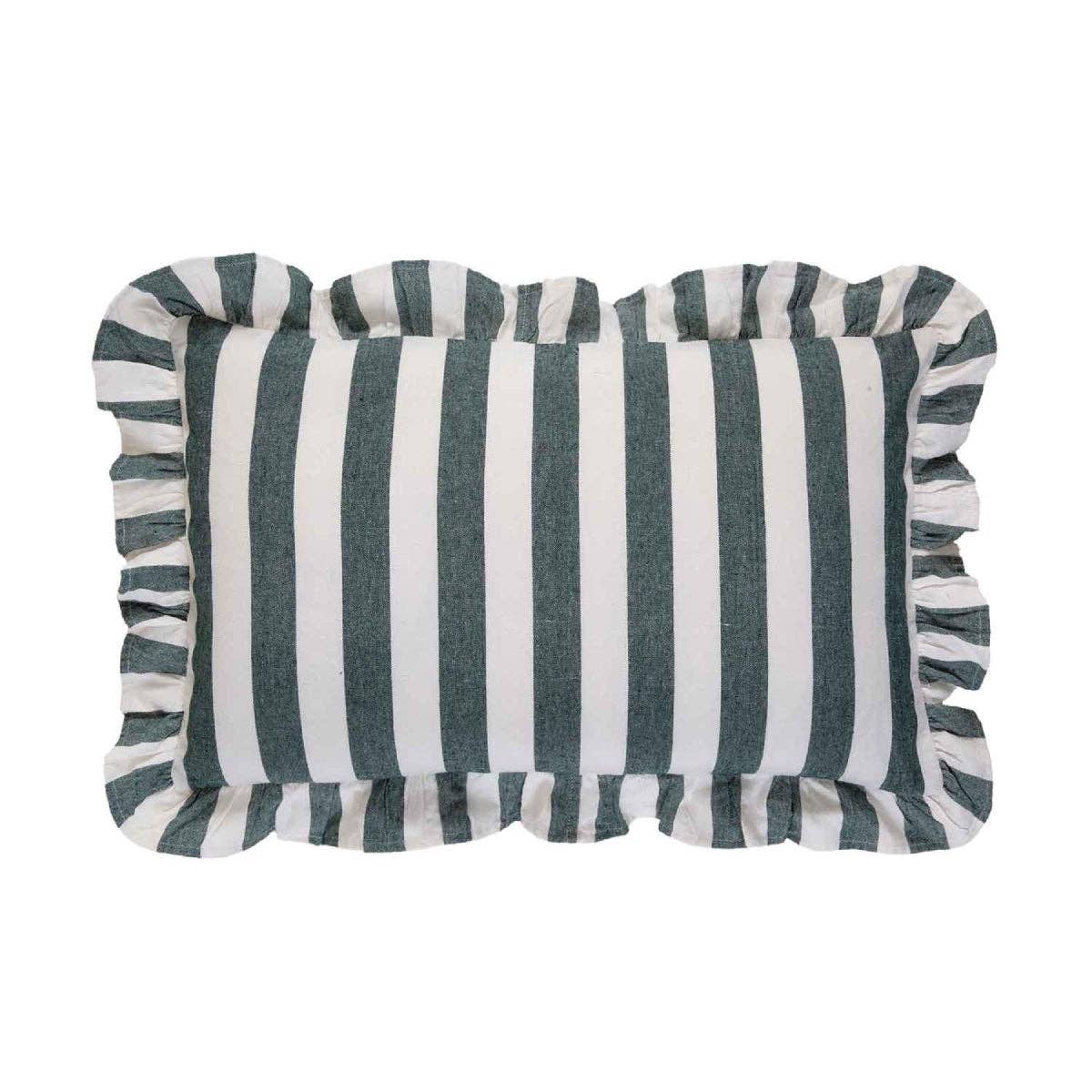Coussin en coton Elvira à rayures bleues