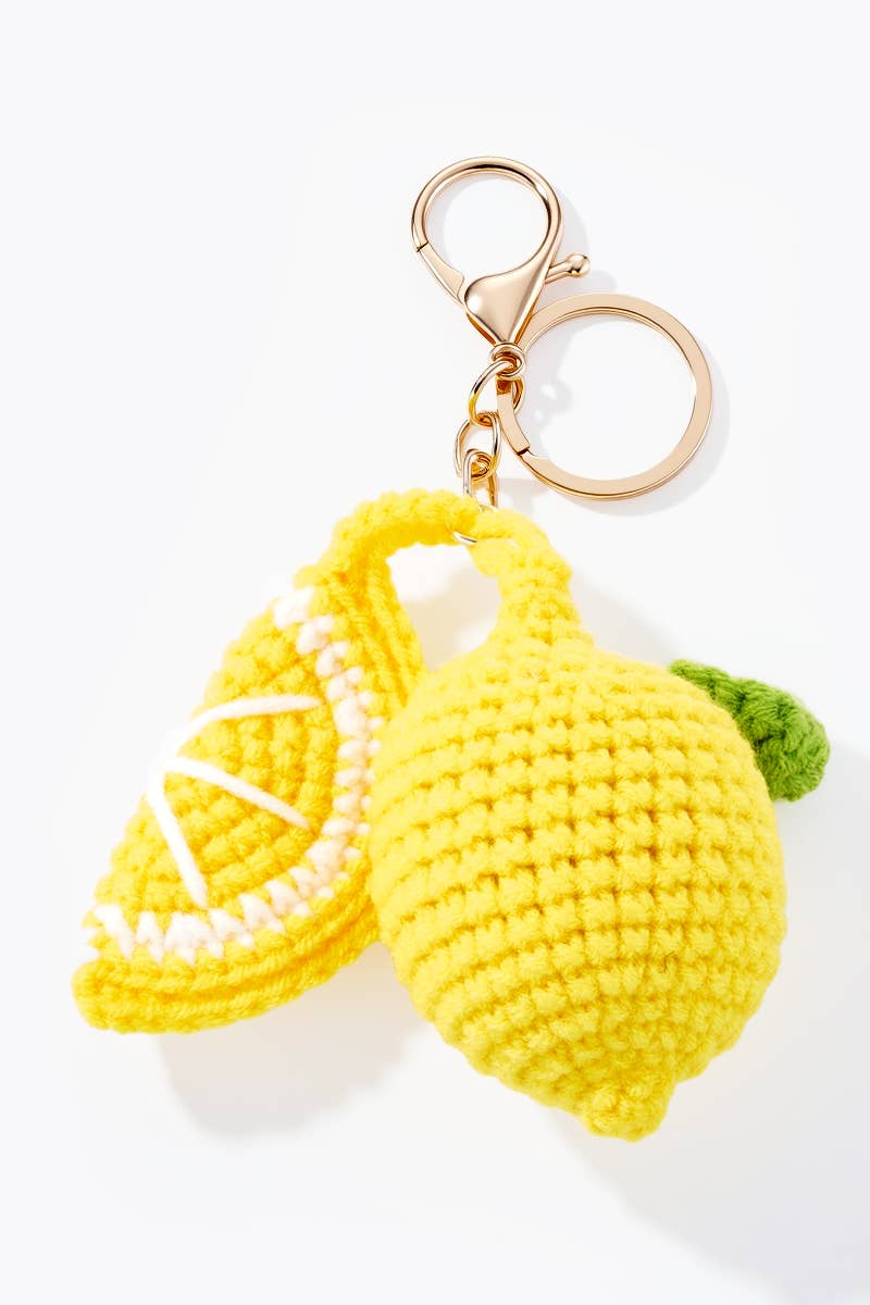 Grigri accessoires de sac Citron en crochet 9cm