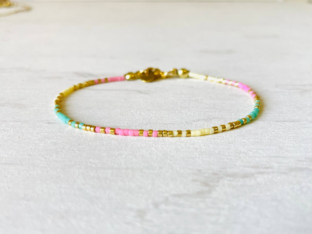 Bracelets acier inoxydable femme, bracelets perles N015