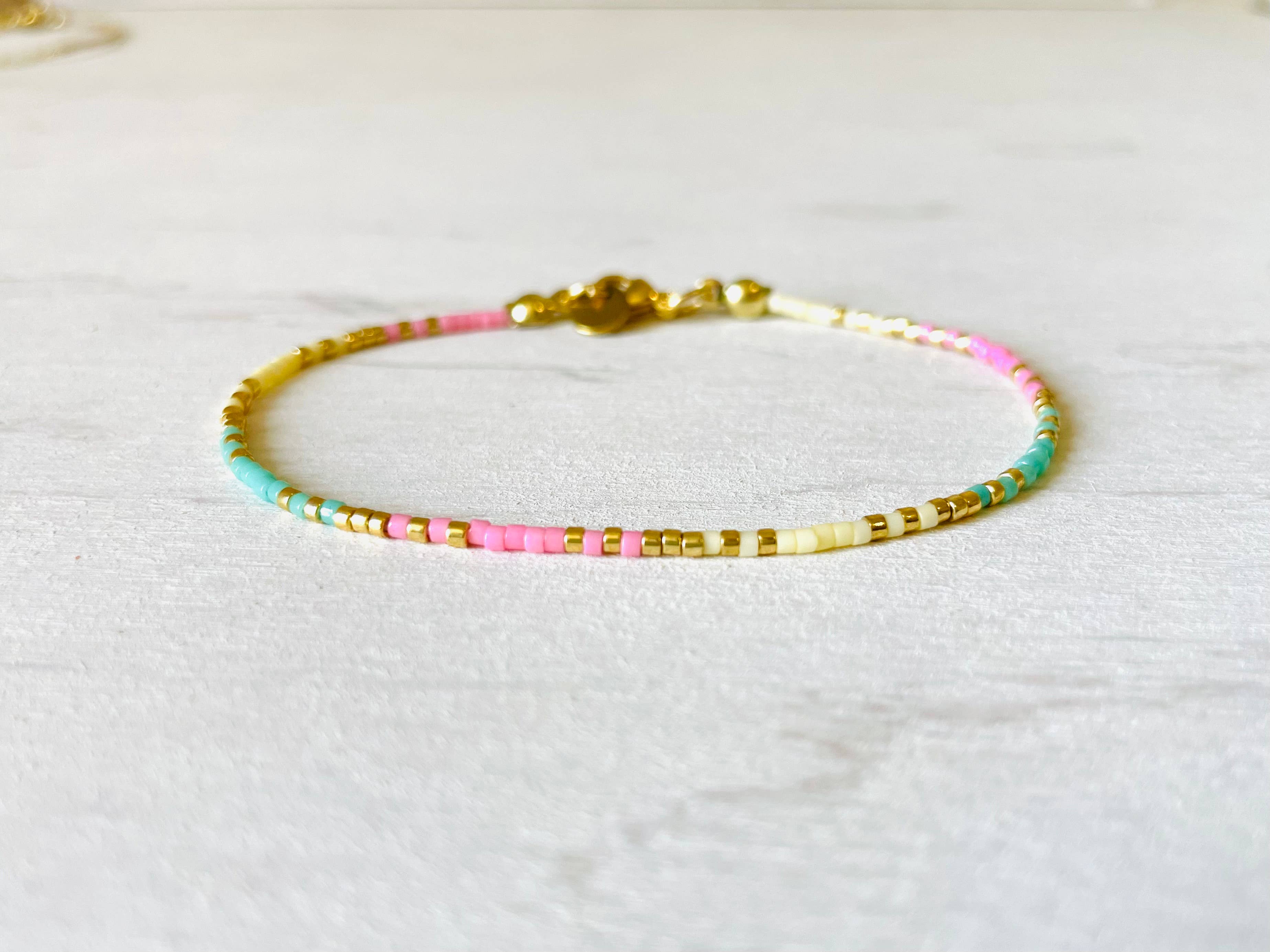 Bracelets acier inoxydable femme, bracelets perles N015