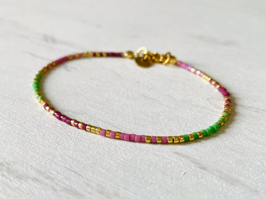 Bracelets acier inoxydable femme, bracelets perles N001