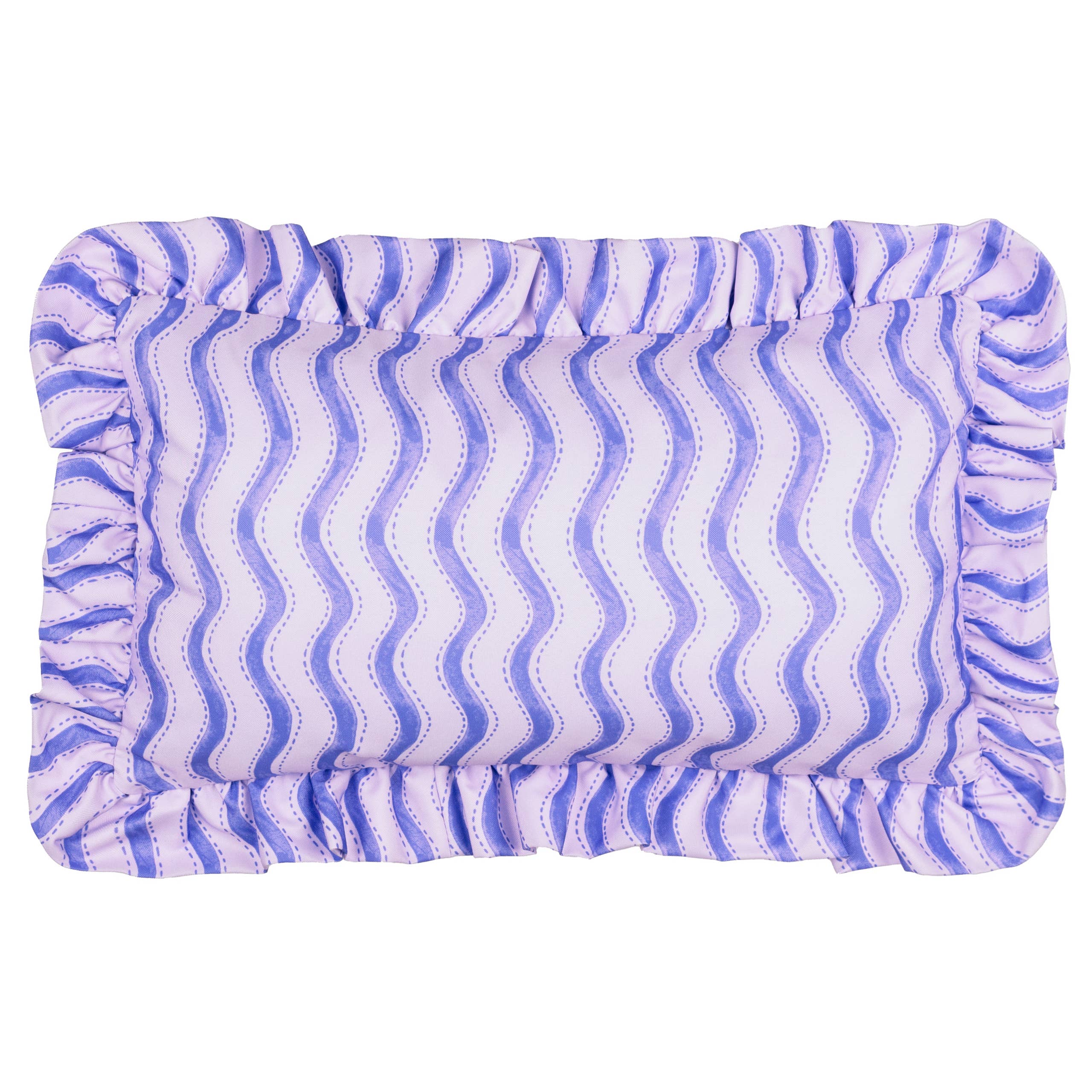 Coussin d'extérieur à rayures ondulées du solstice d'été Cobalt