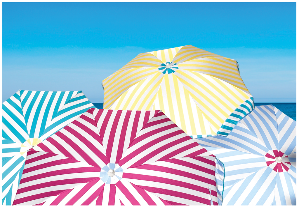 EZPELETA Parasol à rayures pour la plage ou le jardin.