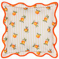Coussin d'extérieur rayé jaune à motifs d'oranges