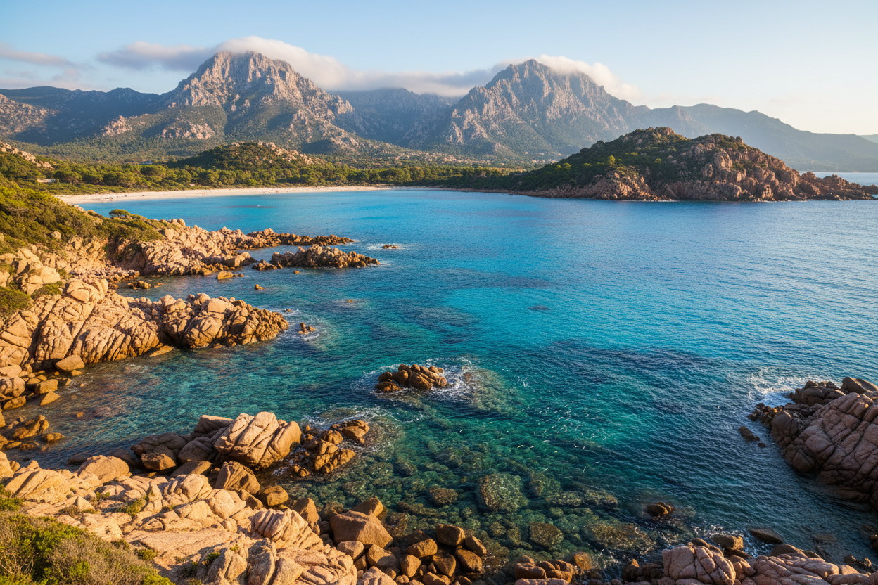 Mer en Corse avec montagnes